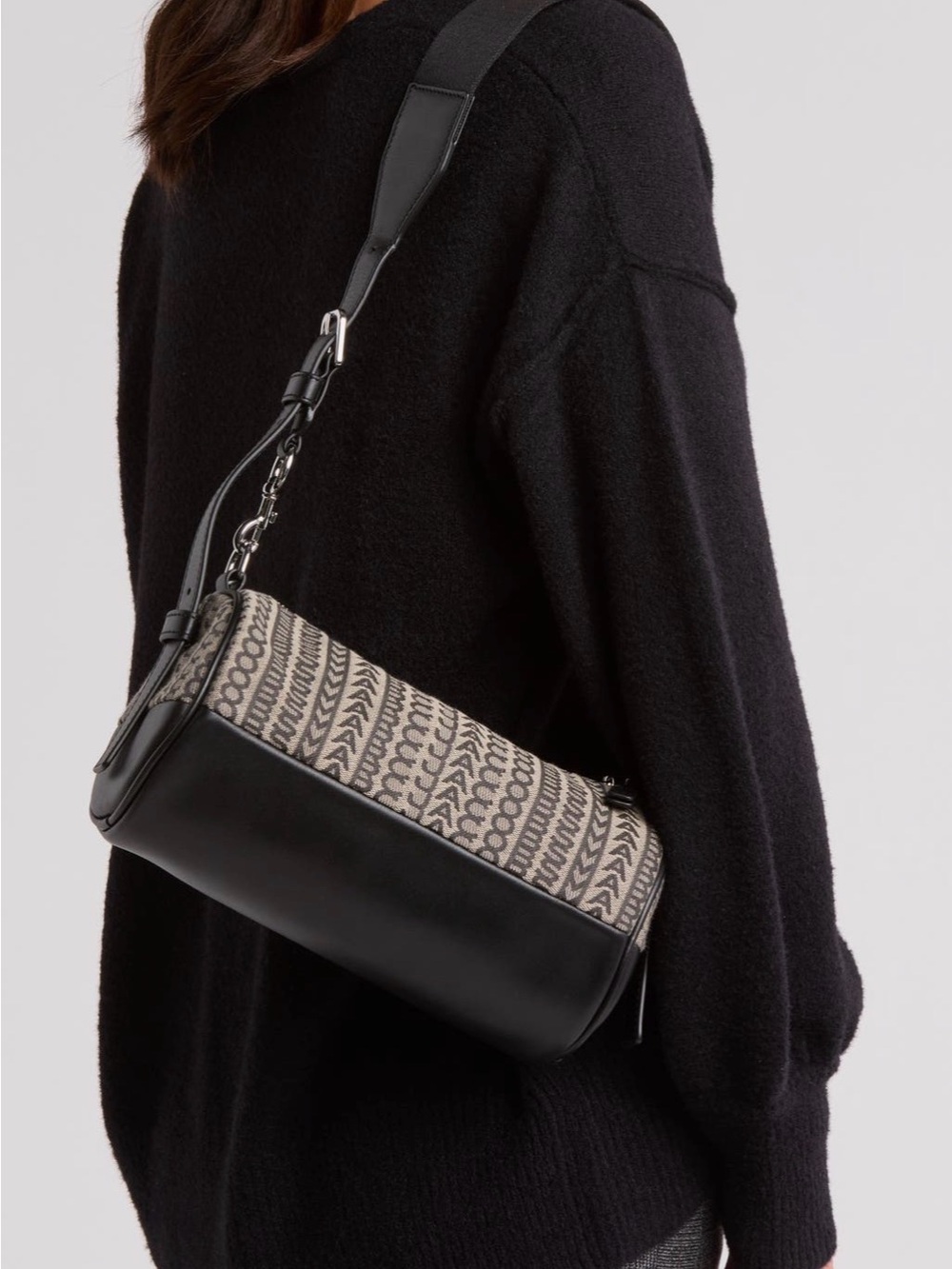 Marc Jacobs Black and Cream Patterned Shoulder Bag